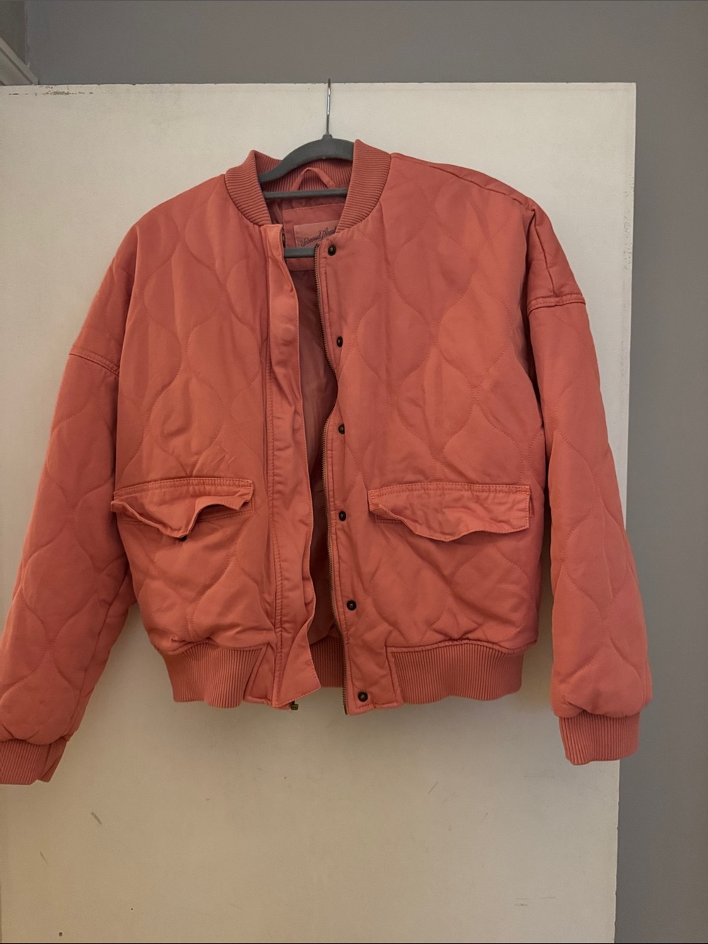 Universal Thread Quilted Bomber Jacket in Coral